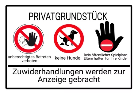 WarnschildWarnung - Zutritt verboten PRIVATGRUNDSTÜCK Bild