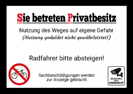 Warnschild Warnung - Zutritt verboten Sie betreten Privatbesitz Bild